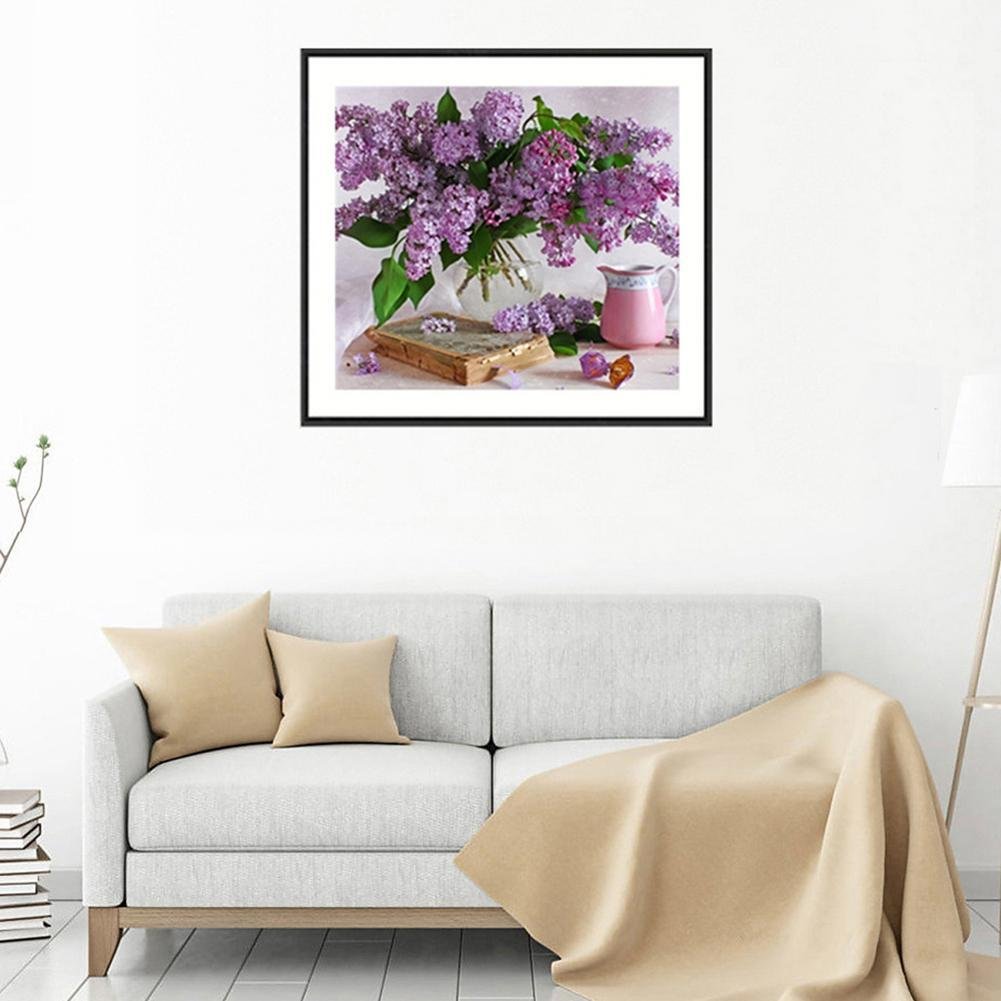 Diamond Painting - Partial Round - Purple Flowers