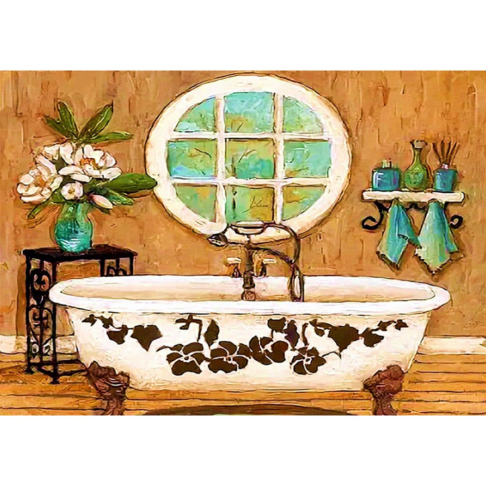 5D Diy Diamond Painting Kit Full Round Beads Bathtub