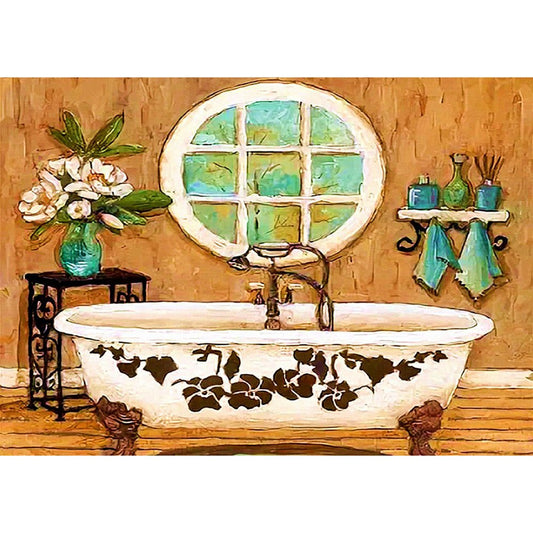 5D Diy Diamond Painting Kit Full Round Beads Bathtub