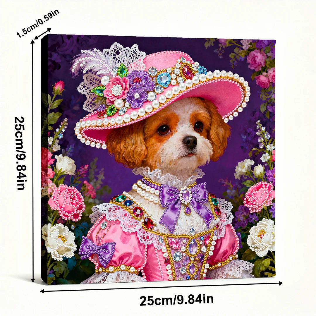 DIY Pearl Painting With Frame - Handmade Self-Adhesive Pearls - Dog (25*25cm)