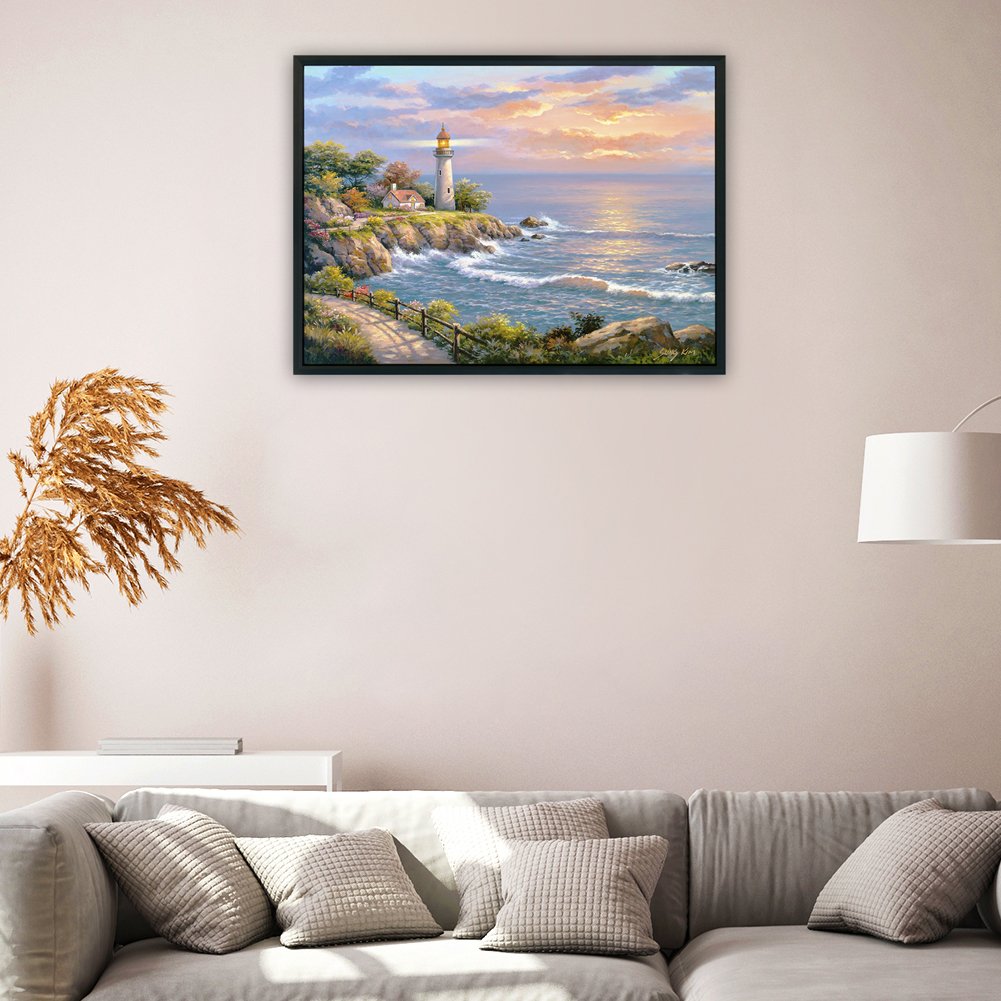 11CT Stamped Cross Stitch - Lighthouse Seaside(50*40CM)