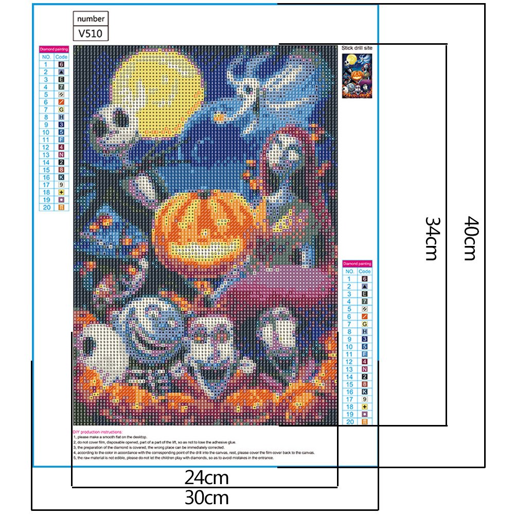 5D DIY Diamond Painting Kit - Full Round - Halloween C