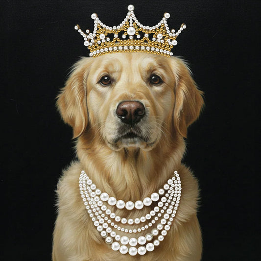 DIY Pearl Painting With Frame - Handmade Self-Adhesive Pearls - Puppy (25*25cm)