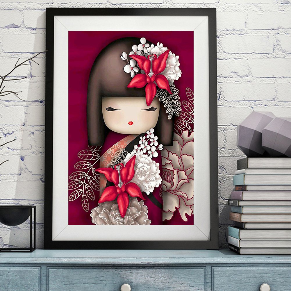 5D DIY Diamond Painting Kit - Full Round - Japanese Doll