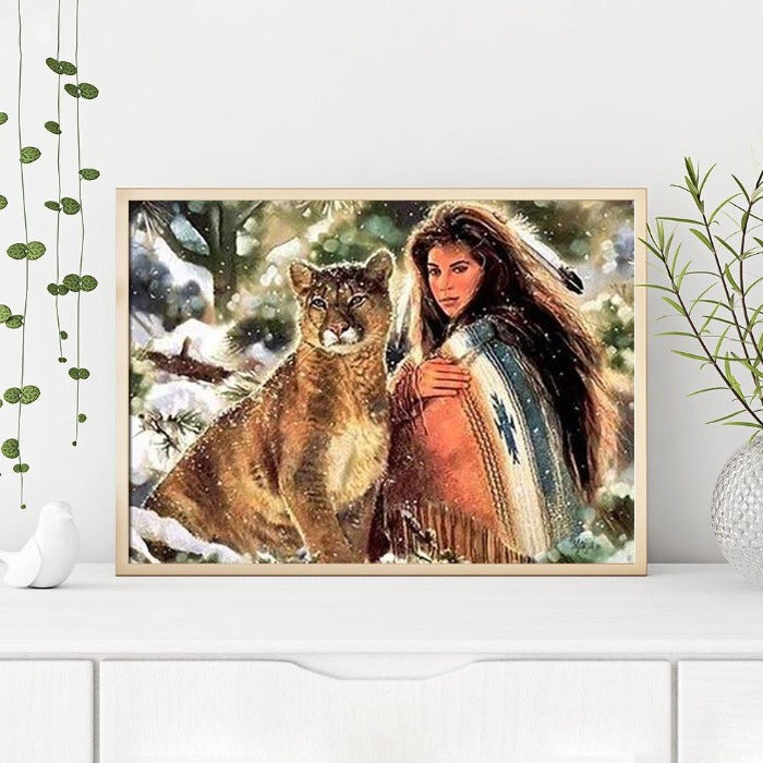 Paint By Number Oil Painting   Beauty & Lion