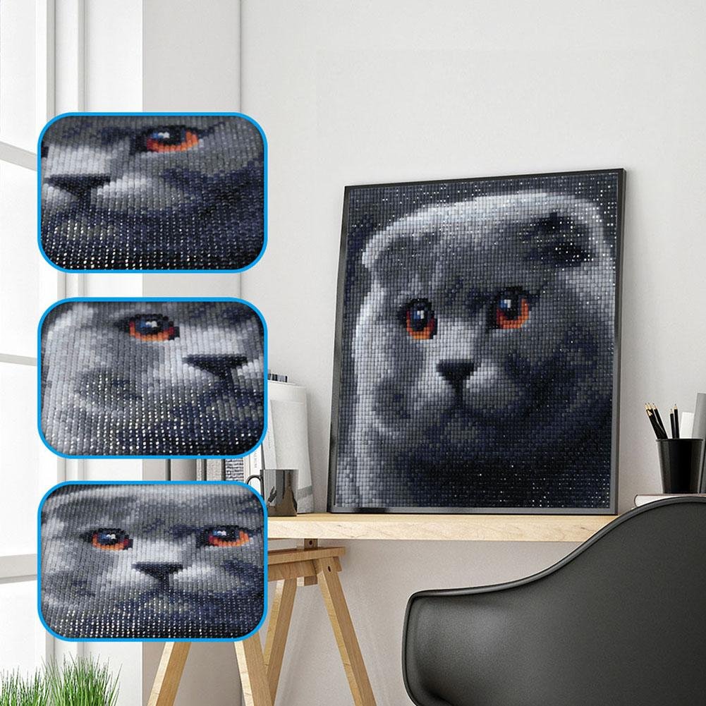 5D DIY Diamond Painting Kit - Full Square - Grey Cat