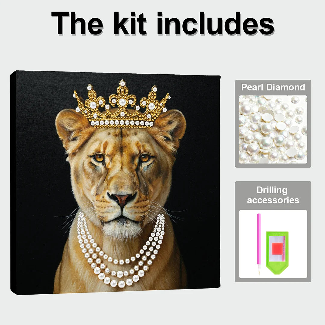 DIY Pearl Painting With Frame - Handmade Self-Adhesive Pearls - Leopard (25*25cm)