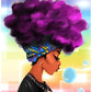 Purple Hair African Women Full Round Diamond embroidery Include Painting Tools