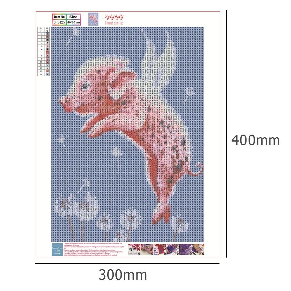 Diamond Painting - Full Round - Jumping Pig