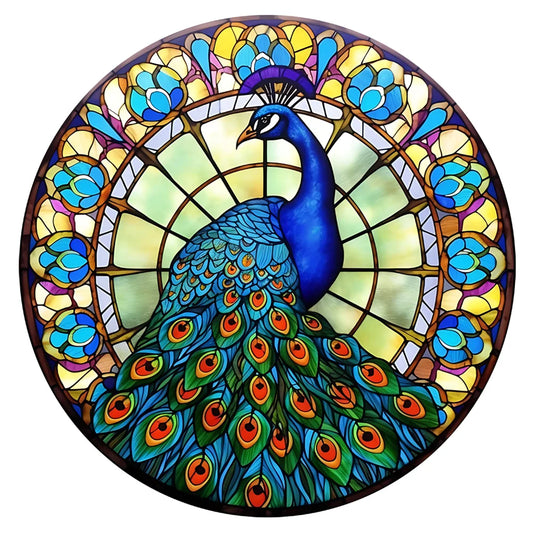 Diamond Painting - Full Round / Square - Stained Glass Peacock