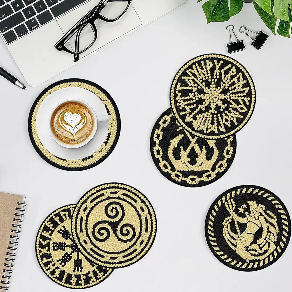 8pcs DIY Diamond Painting Coaster Pattern Acrylic Cup Coaster