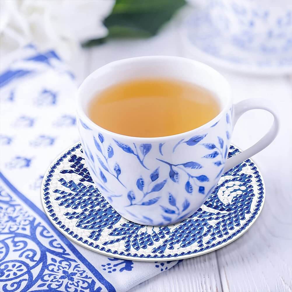 8PCS Porcelain Pattern DIY Diamond Painting Coaster