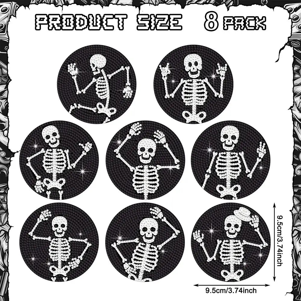Skull Halloween Special Shaped Diamond Painting Coaster (With Stand)