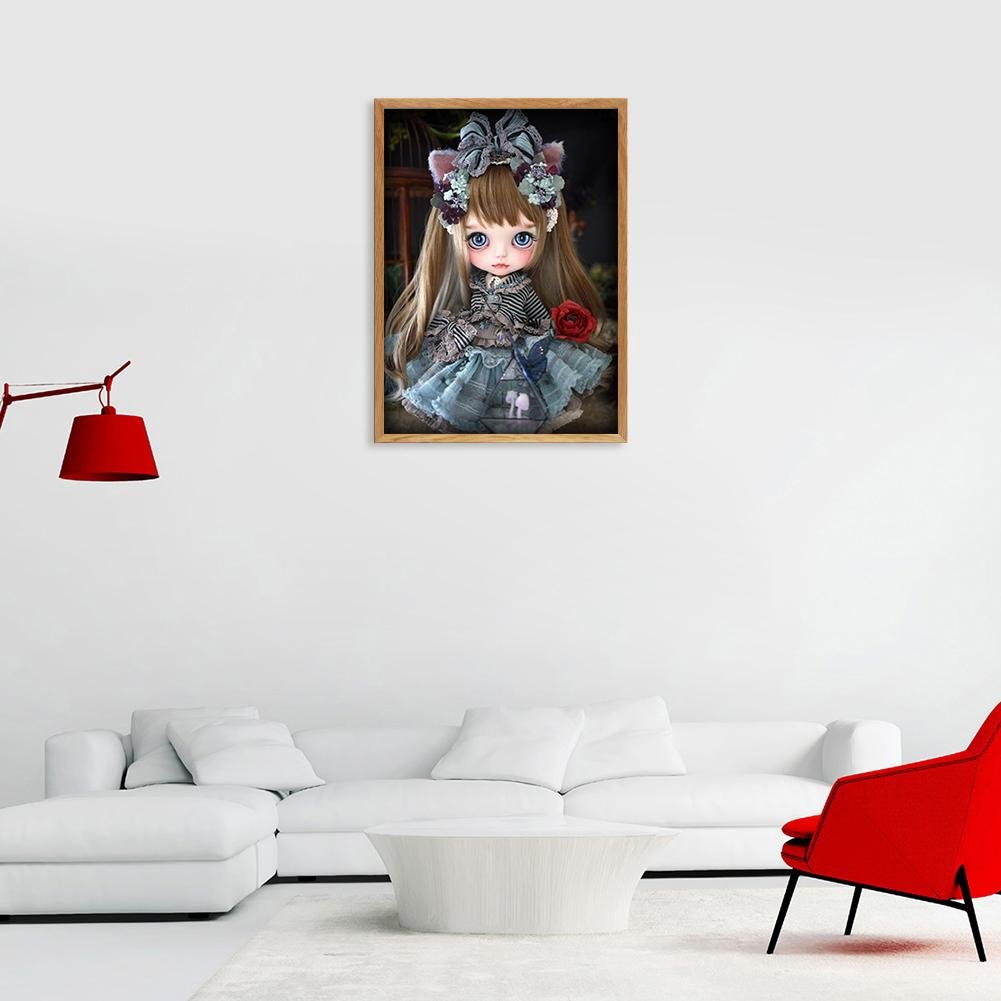 Diamond Painting - Full Round - Doll in a Striped Shirt