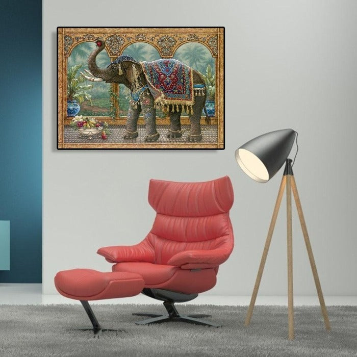 Painting By Numbers Kit DIY Ethnic Elephant Hand Painted Canvas Oil Art Picture