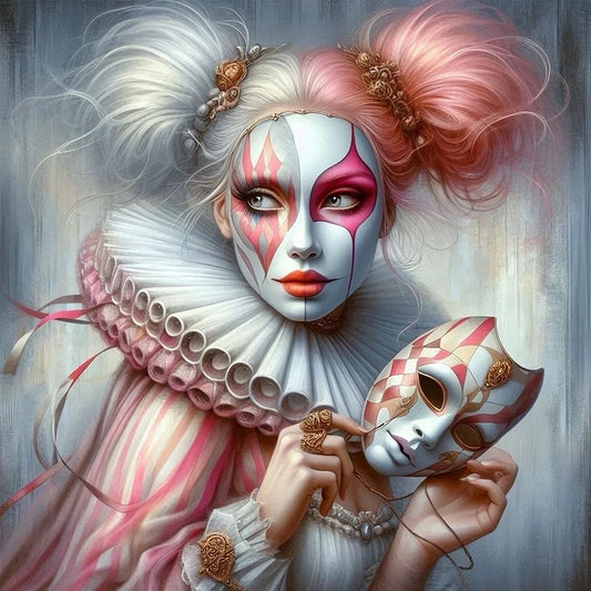 Diamond Painting - Full Round / Square - White Powder Clown