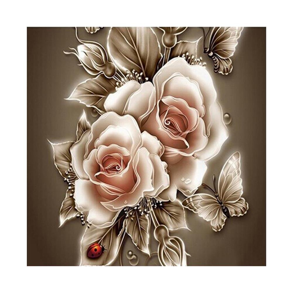 Diamond Painting Partial Round Retro Flower