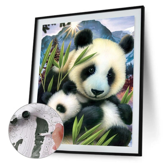 Panda Hand Painted Canvas Living Room Wall Art Picture Craft