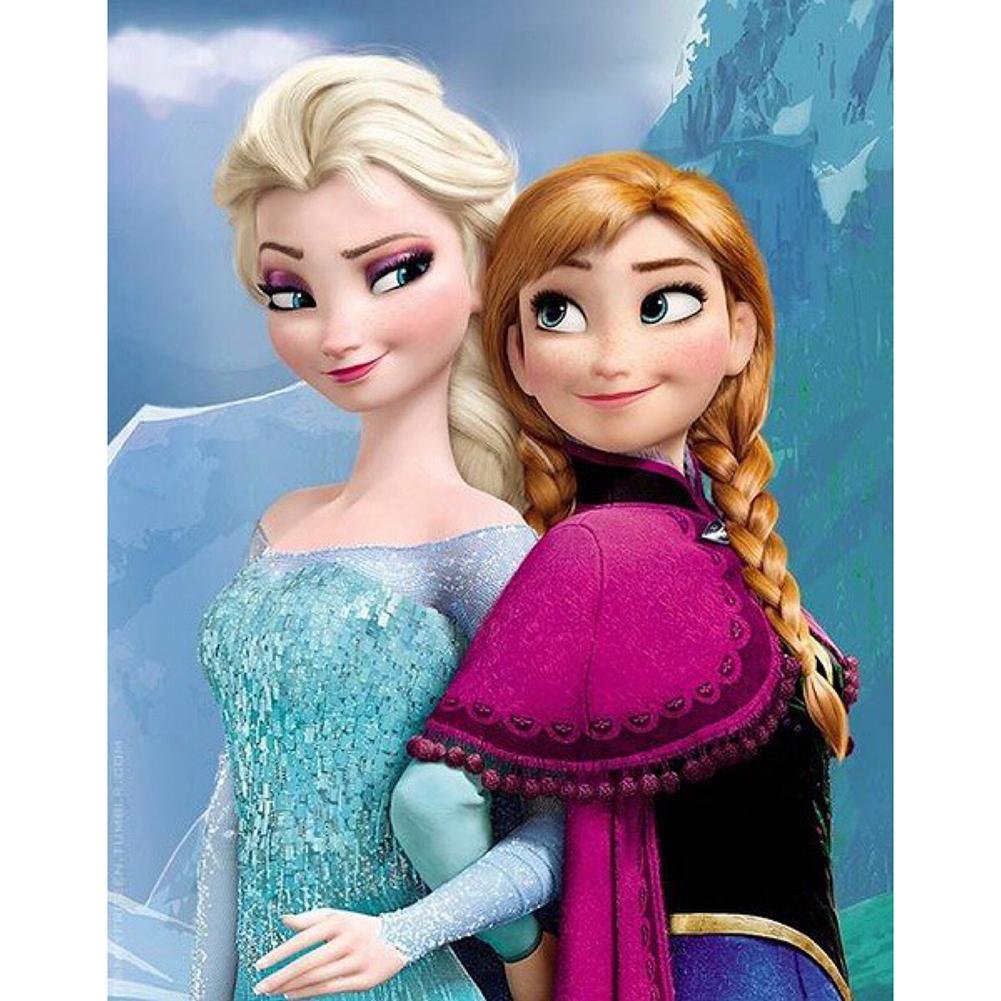 5D Diy Diamond Painting Kit Full Round Beads Elsa & Anna