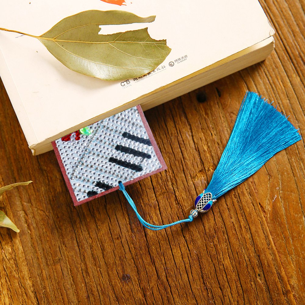 DIY Diamond Painting Bookmark with Tassel Red Rose