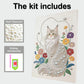 DIY Pearl Painting With Frame - Handmade Self-Adhesive Pearls - White Cat (30*40cm)