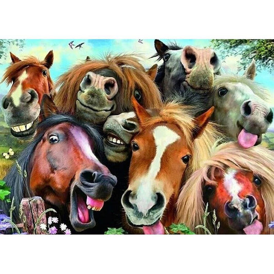 5D Diy Diamond Painting Kit Full Round Beads Horses Head