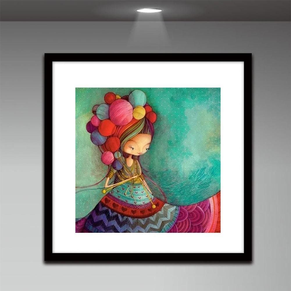 Diamond Painting - Full Round - Girl Knitting