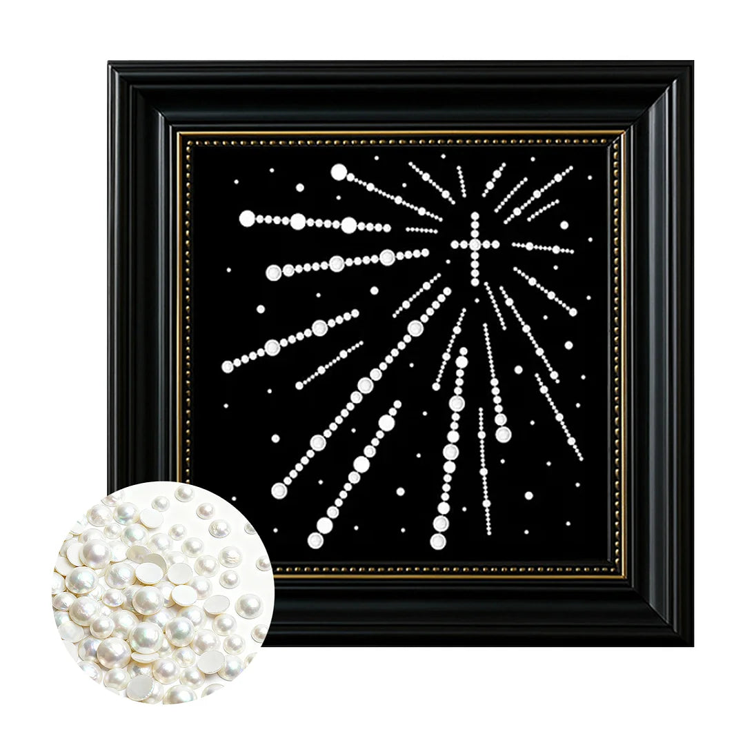 DIY Pearl Painting With Frame - Handmade Self-Adhesive Pearls - Fireworks (27*27cm)