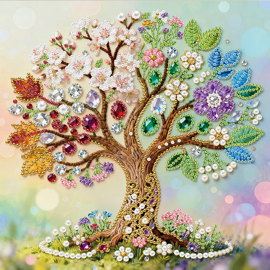 DIY Pearl Painting With Frame - Handmade Self-Adhesive Pearls - Tree (25*25cm) A