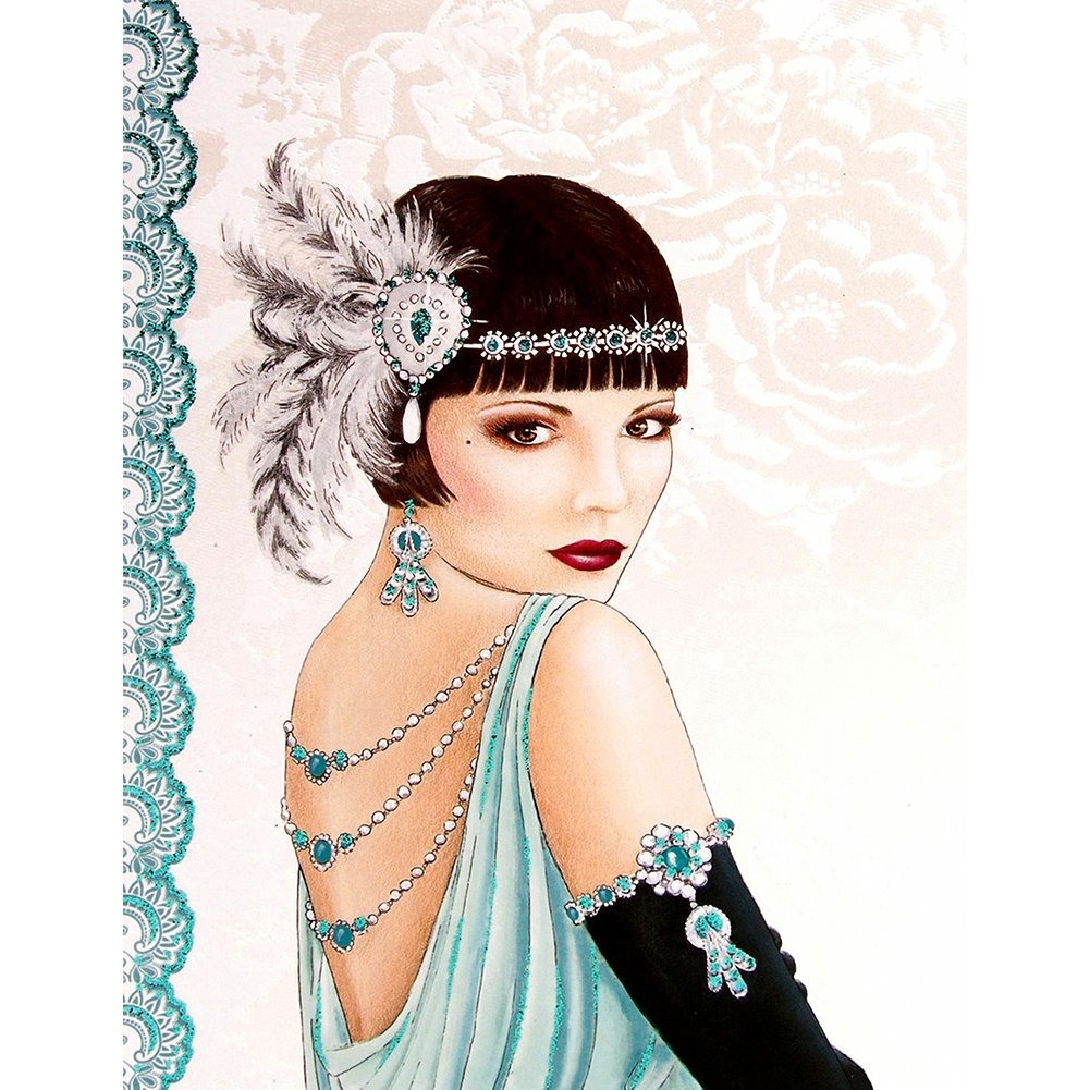 5D Diy Diamond Painting Kit Full Round Beads Fashion Lady