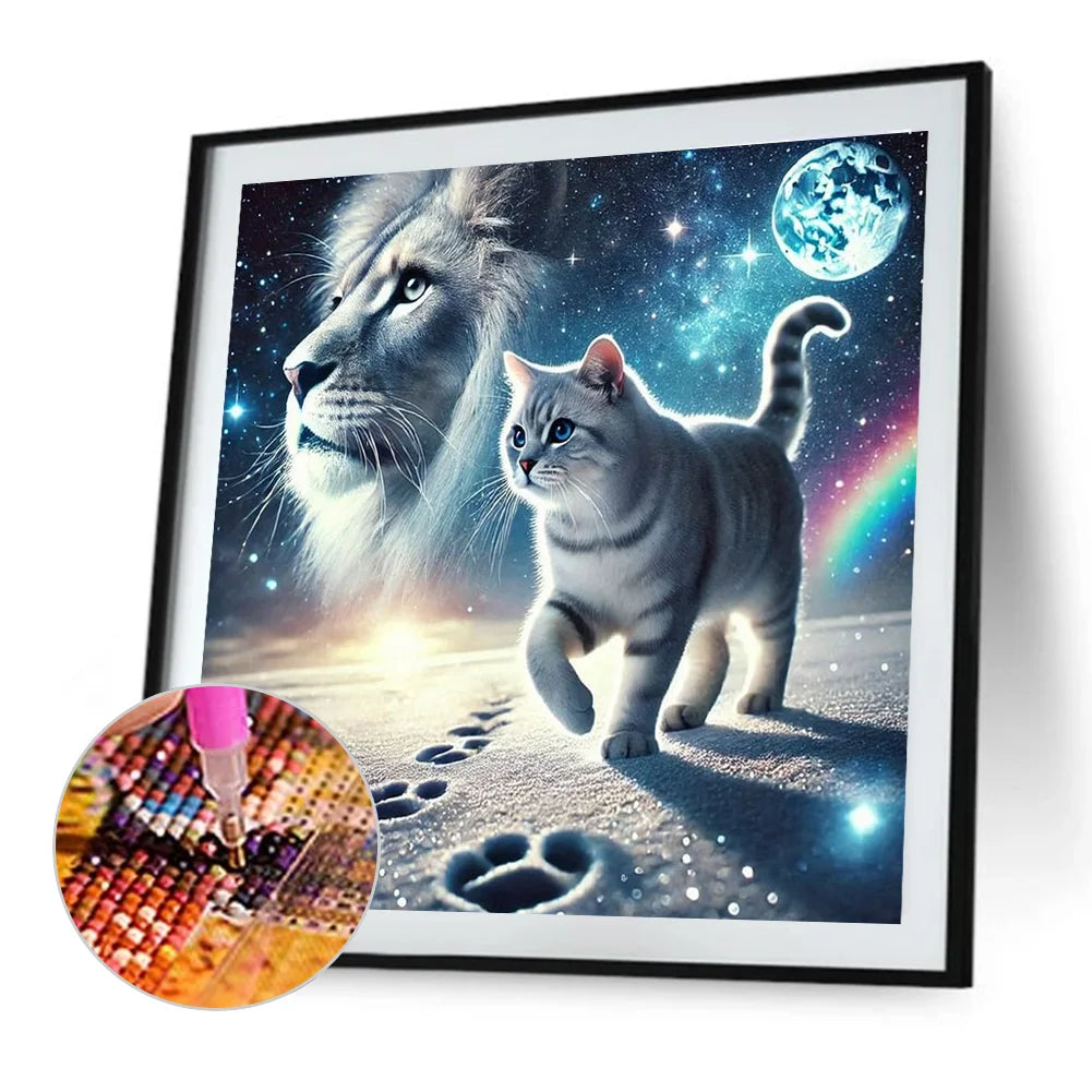 Diamond Painting - Full Round / Square - Cat and Lion