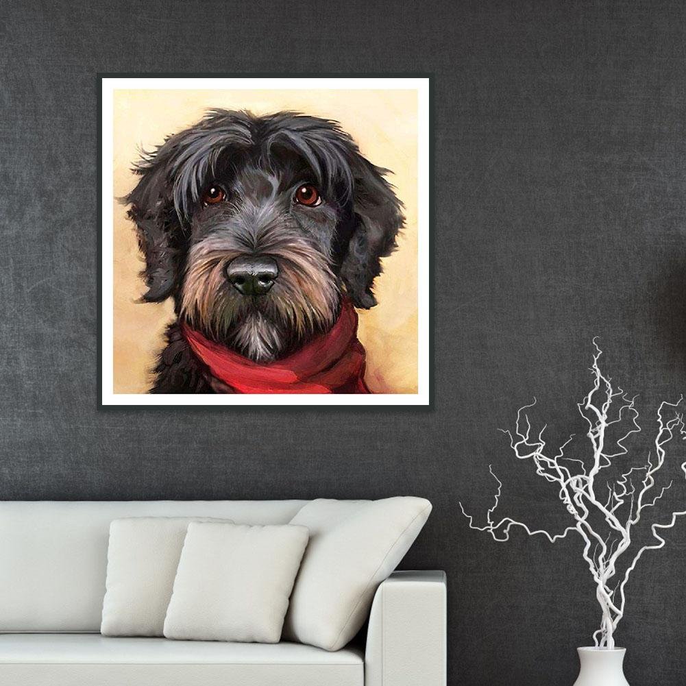 5D Diy Diamond Painting - Full Round - Lovely Black Dog