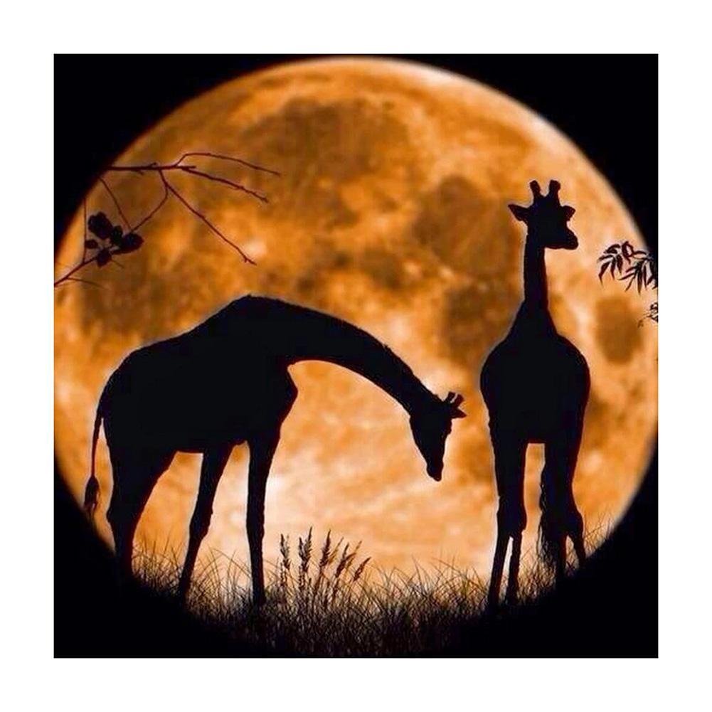 5D Diy Diamond Painting Kit Full Round Beads Moon Giraffe