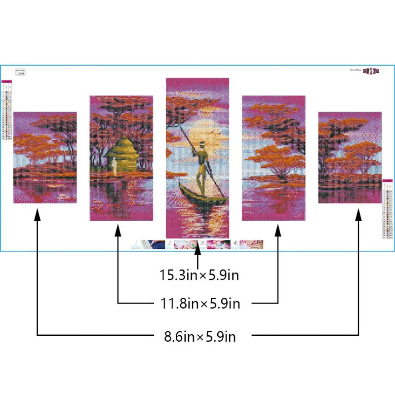 Purple African Scenery Diy Round Beads Art Canvas Size 