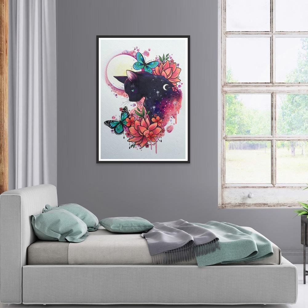 5D DIY Diamond Painting Kit - Full Round - Black Cat B