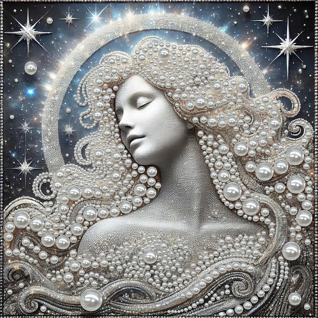 DIY Pearl Painting With Frame - Handmade Self-Adhesive Pearls - Goddess (30*30cm)