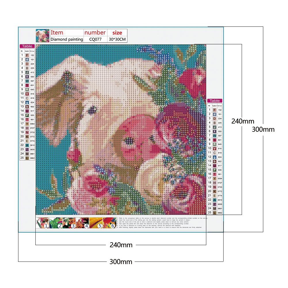 Diamond Painting - Full Round -  Flower Pig
