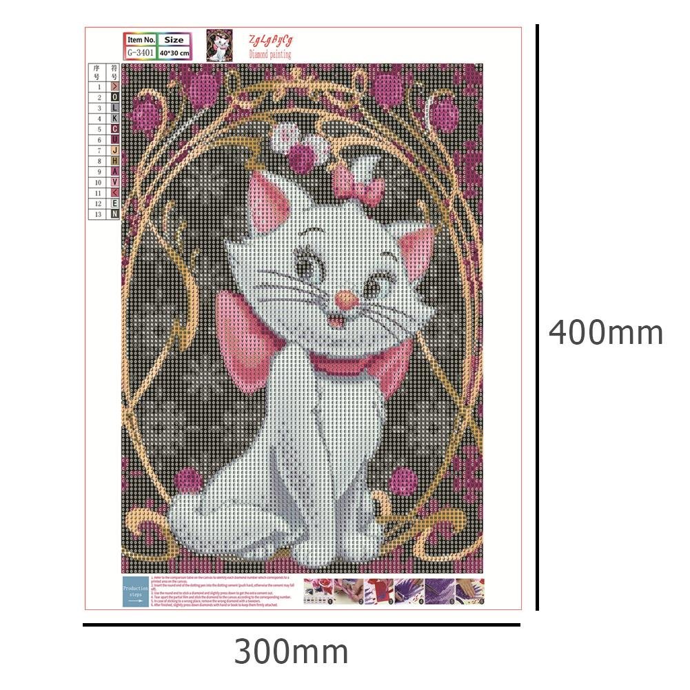5D DIY Diamond Painting Kit - Full Round - White Cat