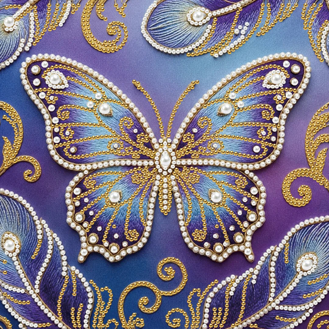 DIY Pearl Painting With Frame - Handmade Self-Adhesive Pearls - Butterfly (25*25cm) G