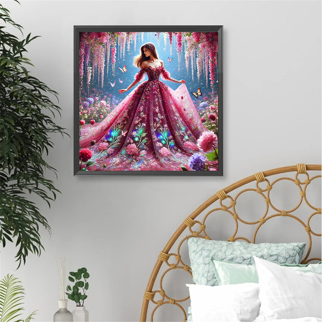 Diamond Painting - Full Round / Square - Girl In Red Evening Dress