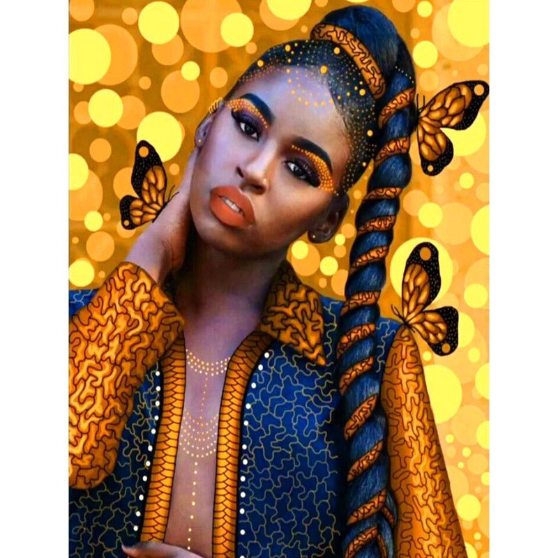African Woman Full Round Diamond mosic embroidery