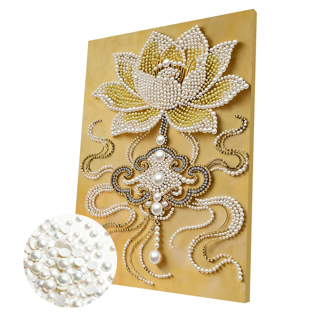 DIY Pearl Painting With Frame - Handmade Self-Adhesive Pearls - Wheat Ingot (30*40cm) C