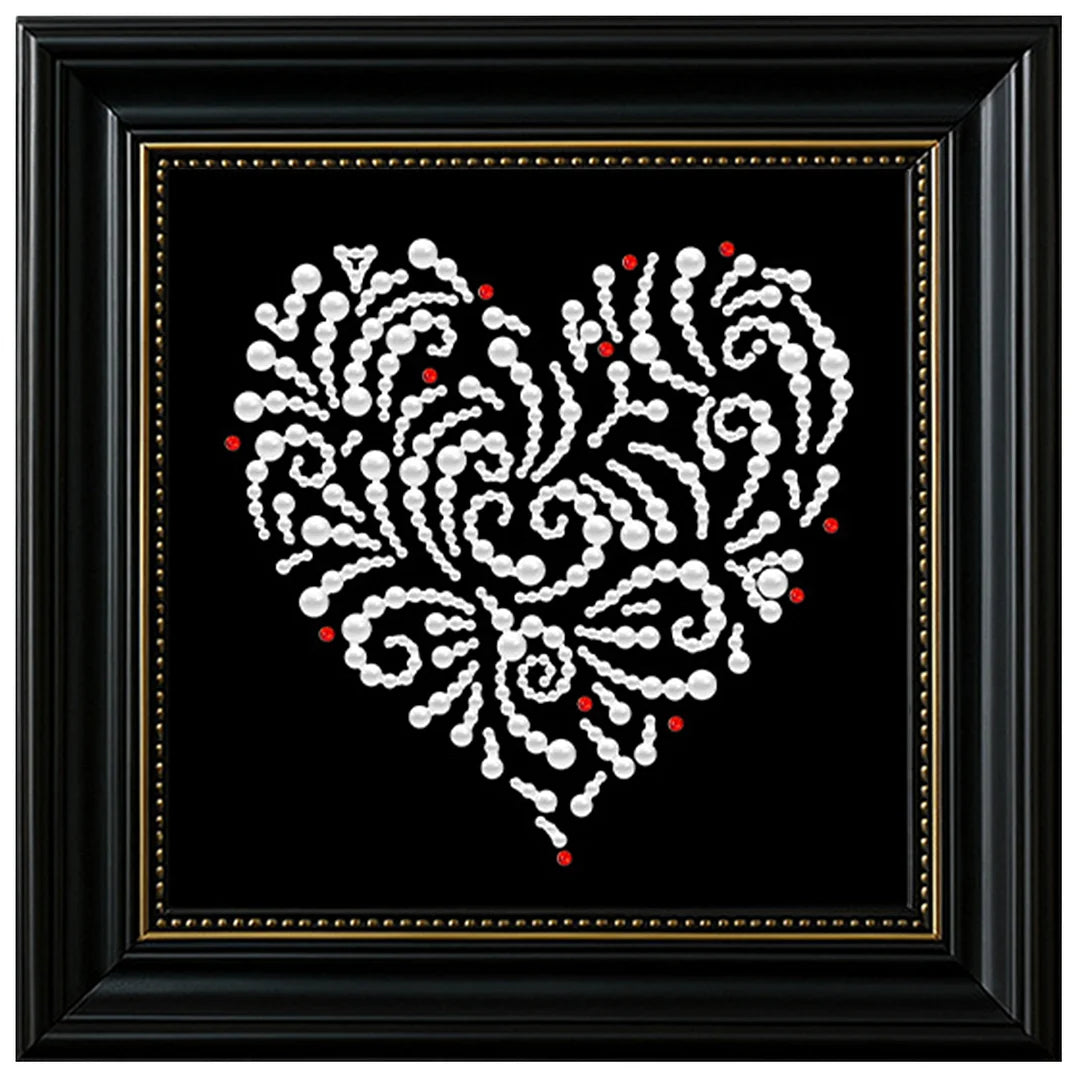 DIY Pearl Painting With Frame - Handmade Self-Adhesive Pearls - Heart (27*27cm) B