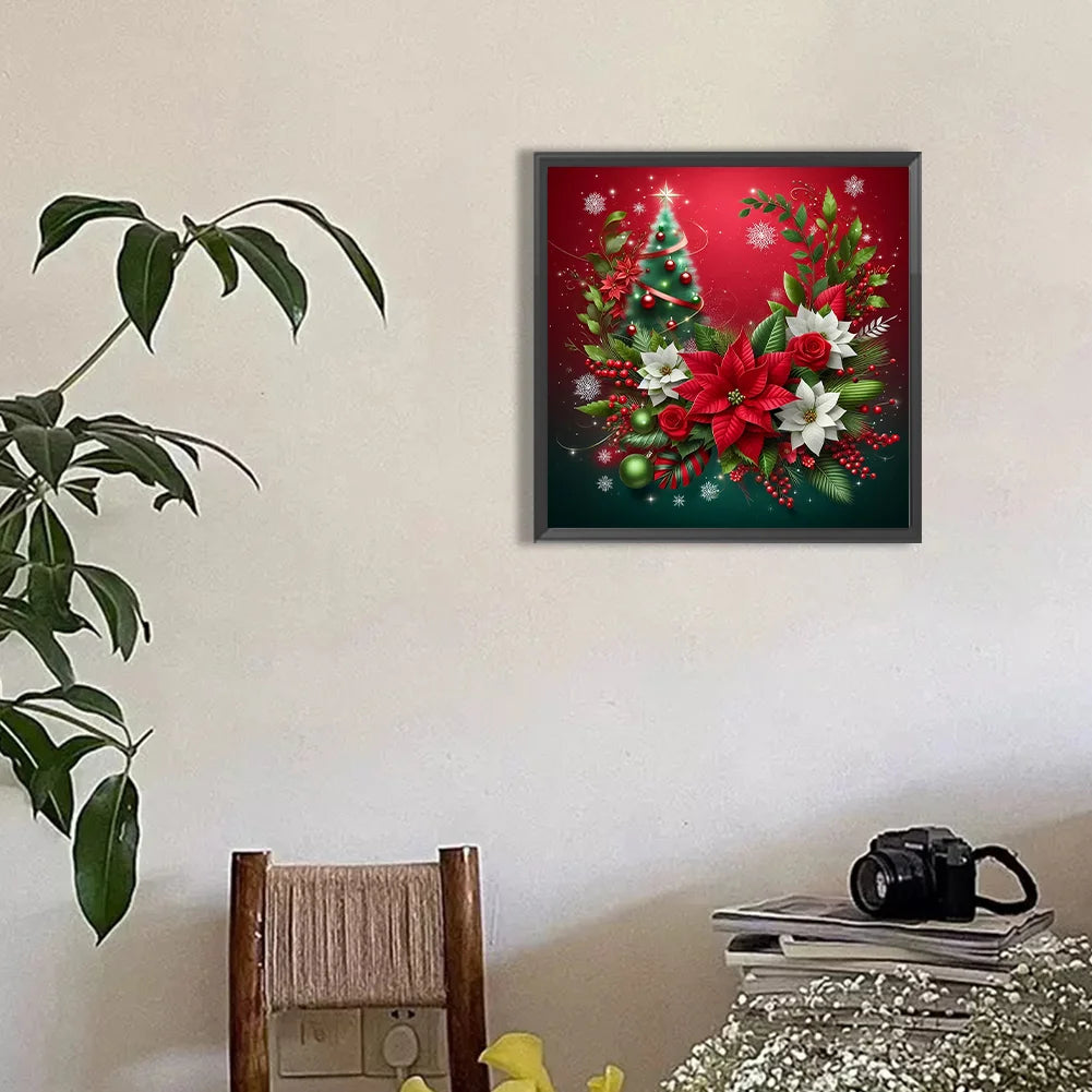 Diamond Painting - Full Round / Square - Christmas Poinsettia