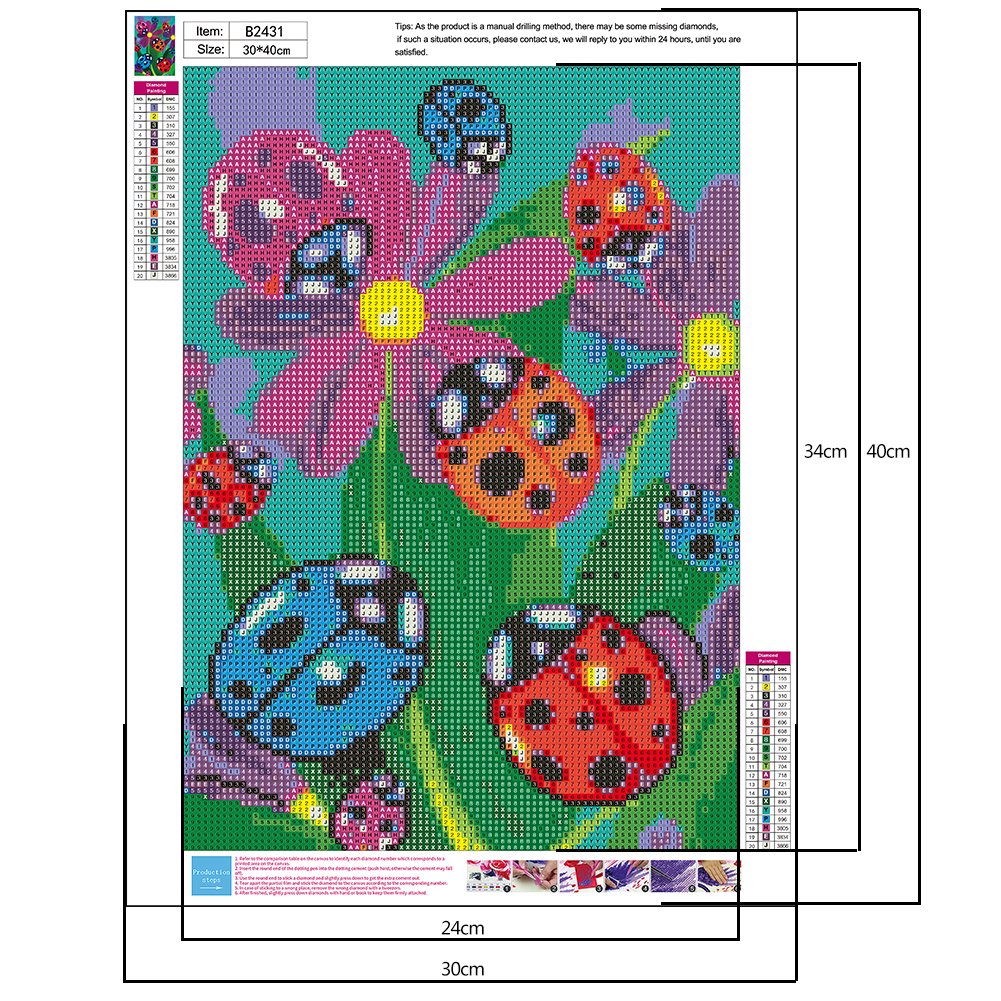 Diamond Painting - Full Round - Flower Ladybug
