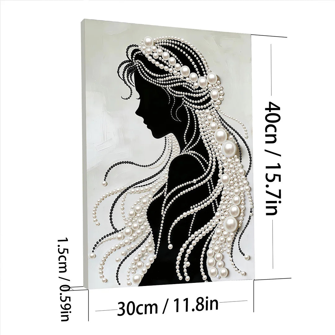 DIY Pearl Painting With Frame - Handmade Self-Adhesive Pearls - Elegant Girl (30*40cm) A