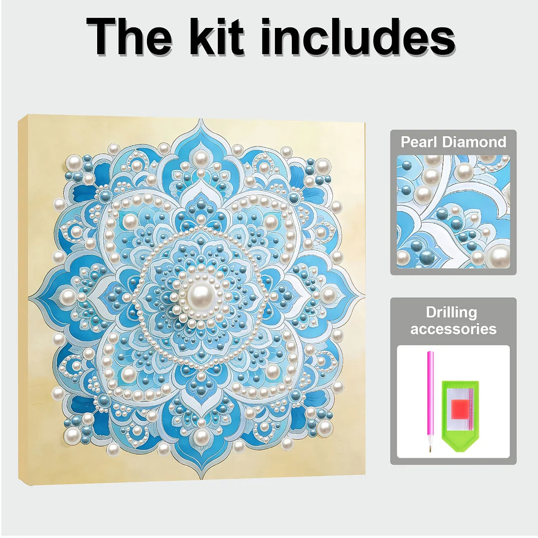DIY Pearl Painting With Frame - Handmade Self-Adhesive Pearls - Mandala (30*30cm) D