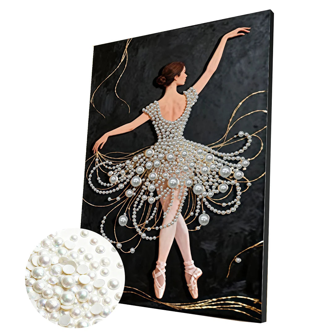 DIY Pearl Painting With Frame - Handmade Self-Adhesive Pearls - Girl (30*40cm) B