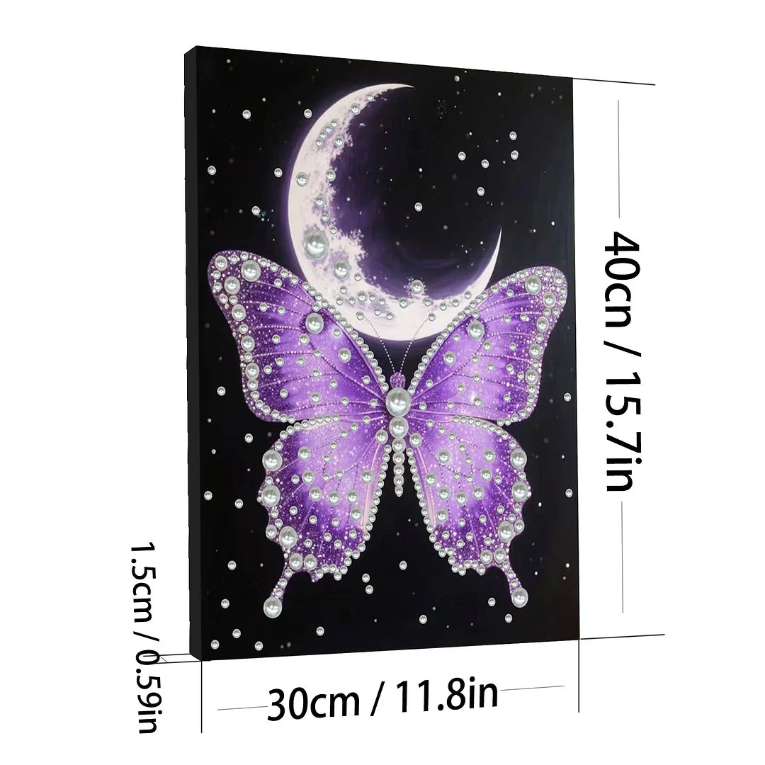 DIY Pearl Painting With Frame - Handmade Self-Adhesive Pearls - Butterfly (30*40cm) C