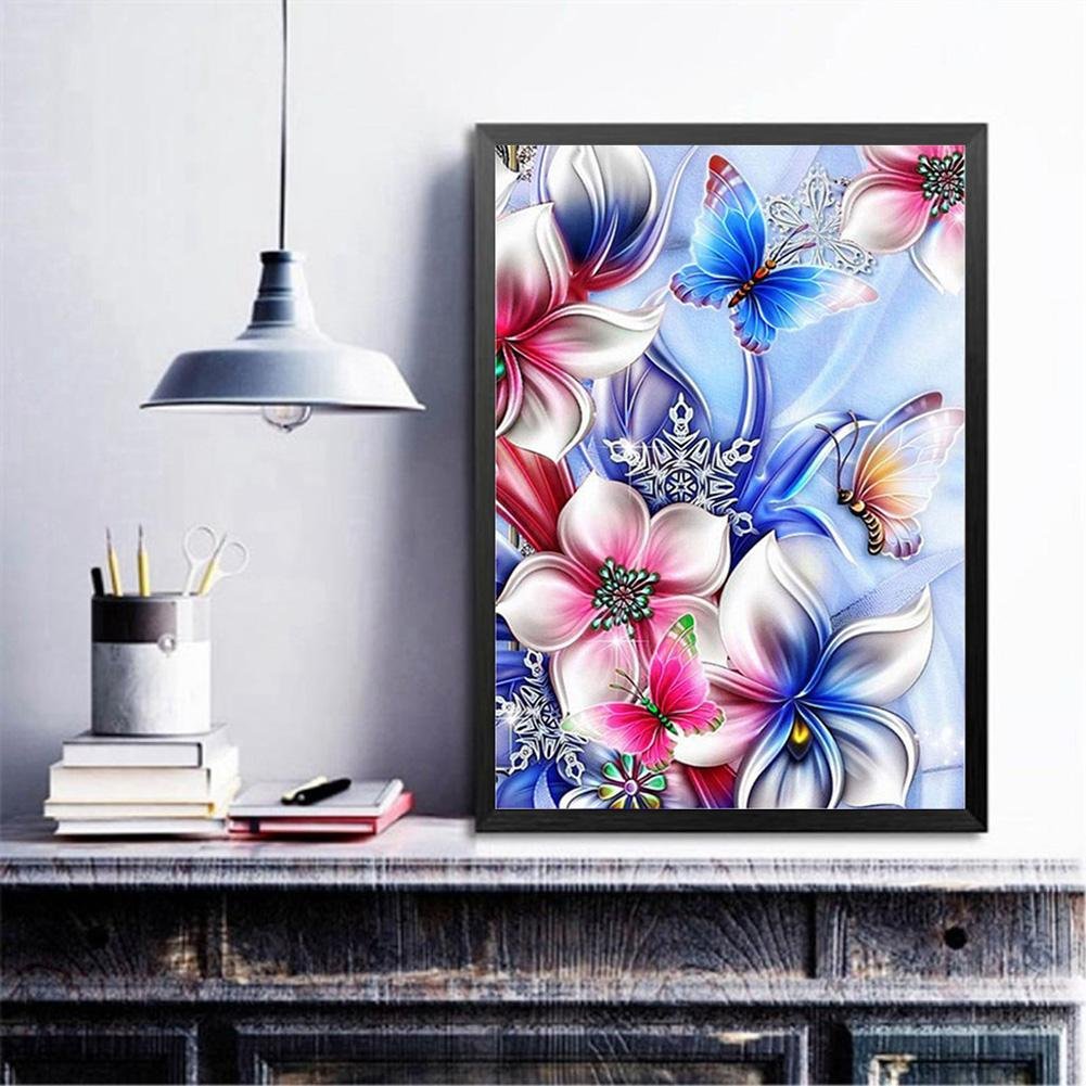 Diamond Painting - Partial Round - Flower Butterfly